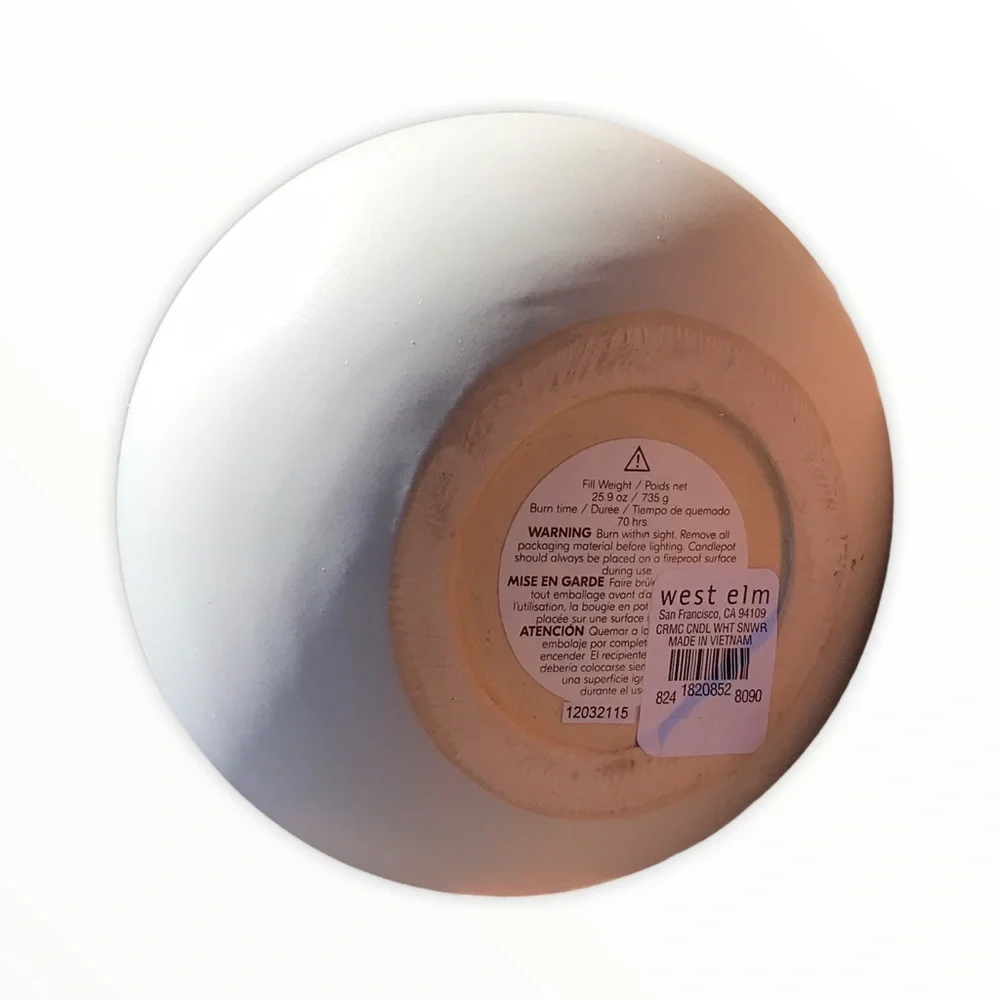 ONE OFF WHITE West Elm Pure Ceramic Two-Wick Candle